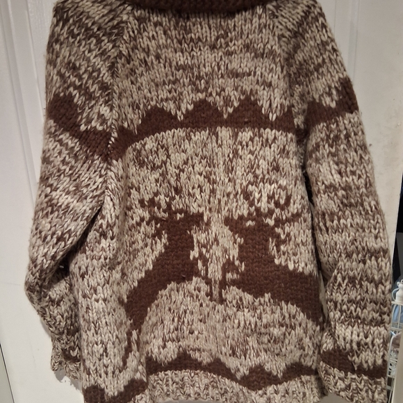 Cozy Brown and Cream Knit Sweater with Deer Pattern - Picture 2 of 2